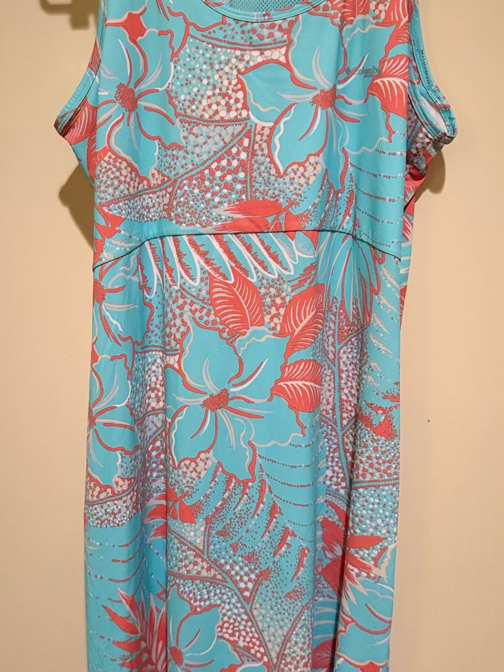Columbia Turquoise & Coral Floral Sleeveless Swim Coverup
